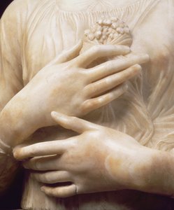 ブーケを持つ女性、彼女の手の詳細c.1475-80（大理石）（434102の詳細）